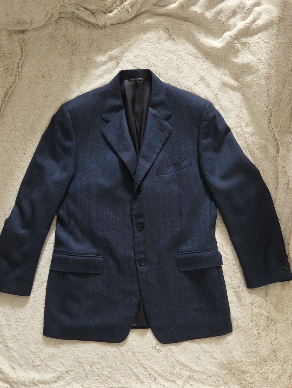 Canali Navy 100% Wool Cupro lining Three-Button Sport Blazer Size EU 52R US 42R